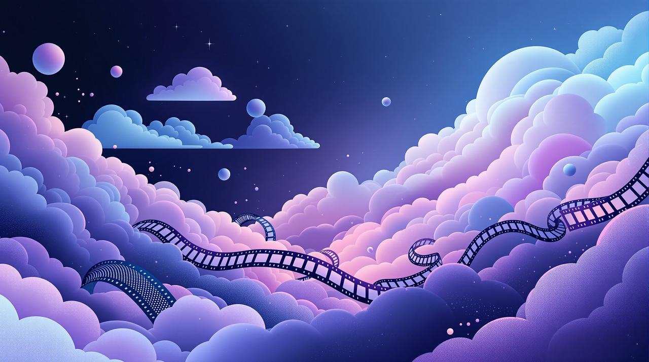 桃花视频网 - 云端影院概念插画